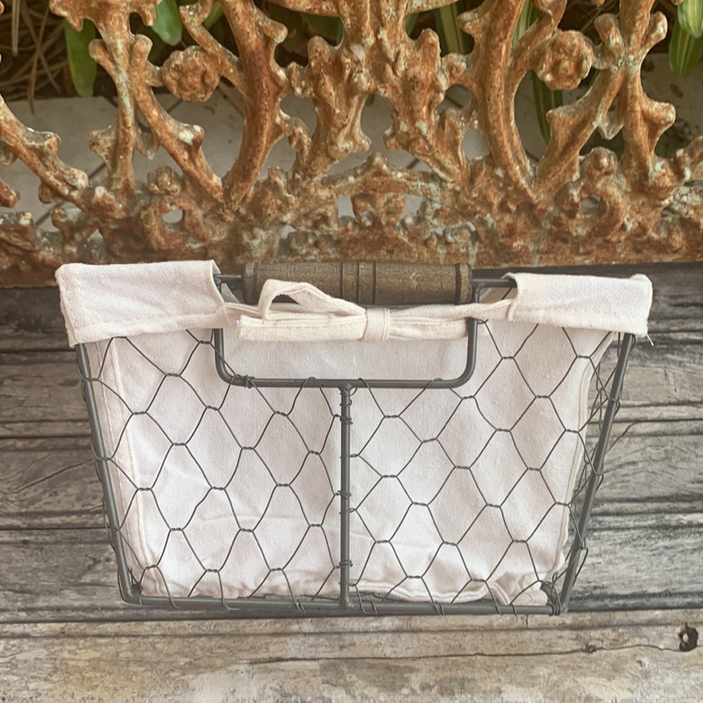 Farmhouse Chickenwire Lined Basket - Picture 10 of 10